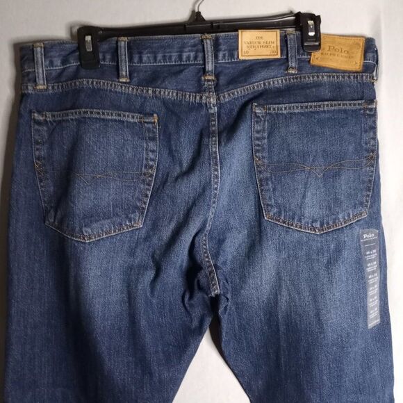 Polo Ralph Lauren The Varick Slim Straight Leg Men's Dark Wash Jeans 40x20 NWT - Picture 5 of 13